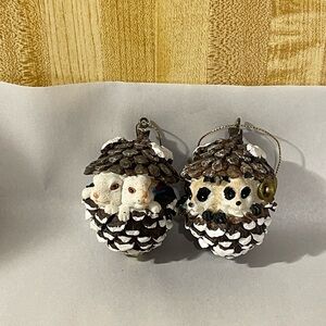 Christmas vintage woodland pinecone tree panda and bunny
